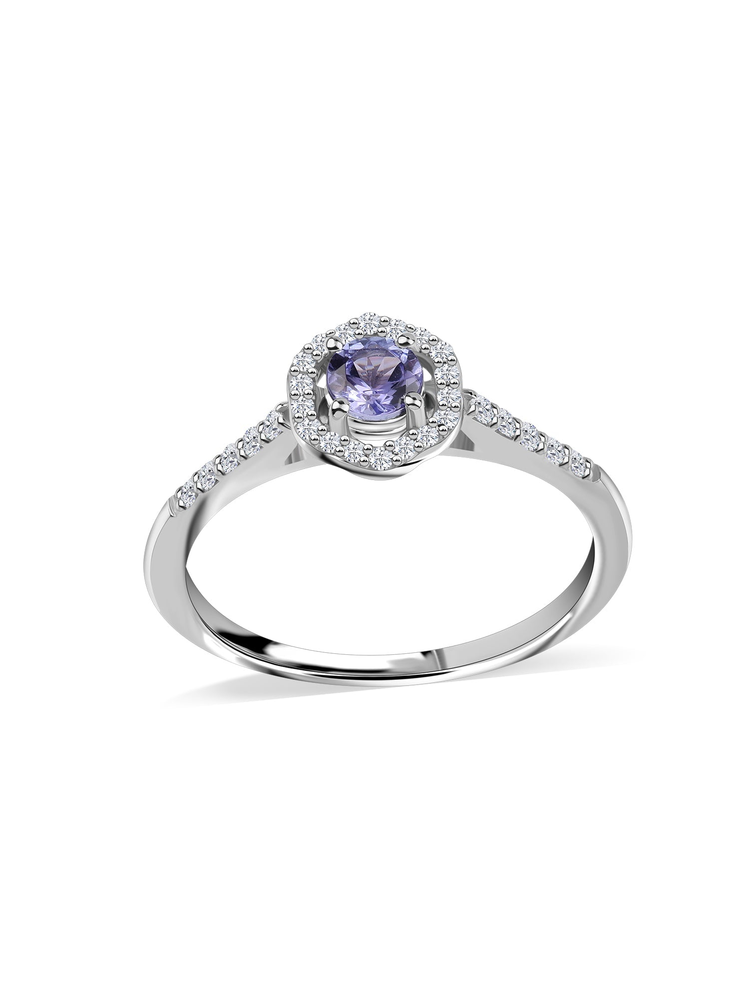 Tanzanite Lab Diamond Silver Ring
