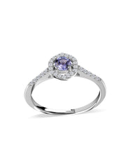 Tanzanite Lab Diamond Silver Ring