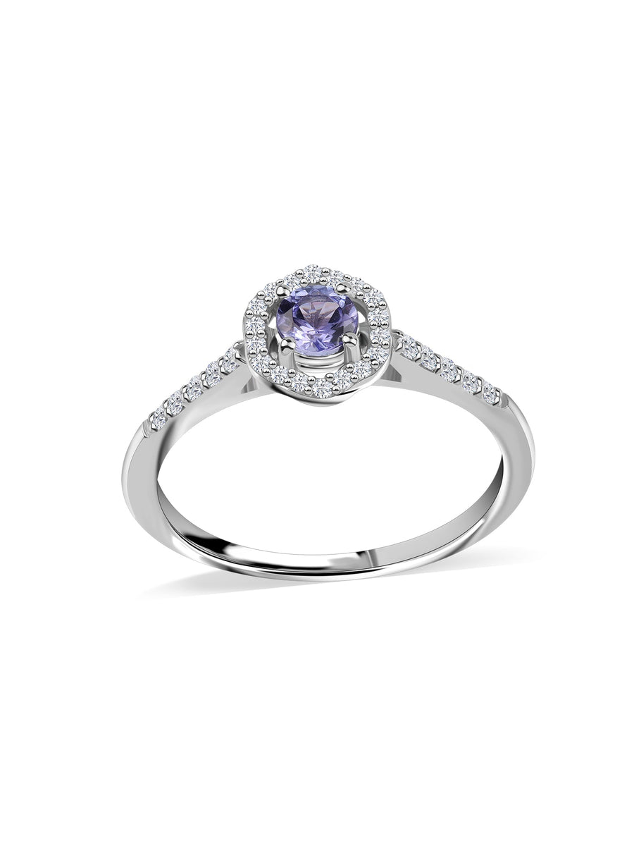 Tanzanite Lab Diamond Silver Ring