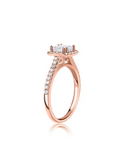 1 Carat Princess Quad Lab Grown Halo Ring