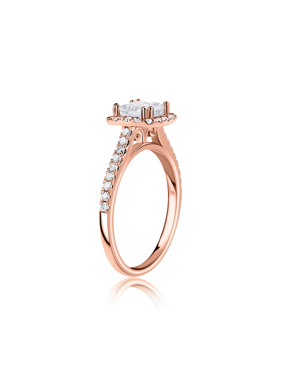 1 Carat Princess Quad Lab Grown Halo Ring