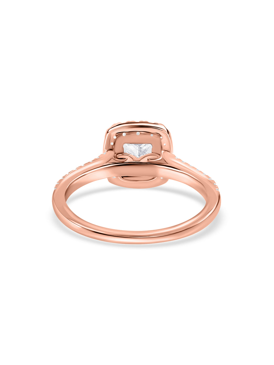 1 Carat Princess Quad Lab Grown Halo Ring