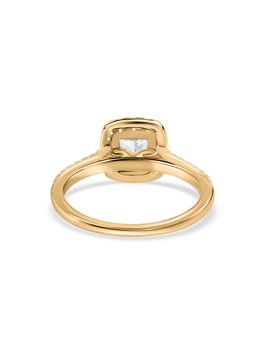 1 Carat Princess Quad Lab Grown Halo Ring