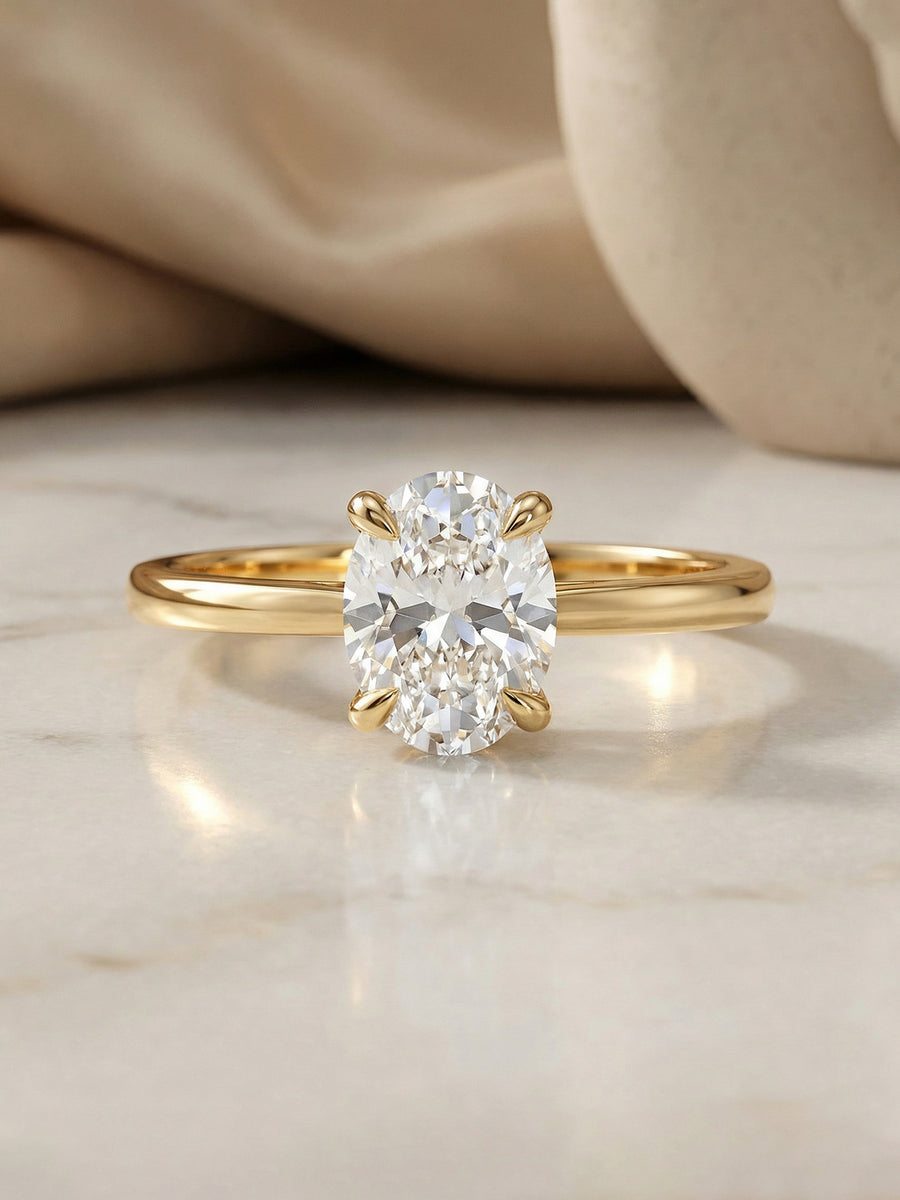 1 Carat Lab Grown Diamond Oval Solitaire Ring