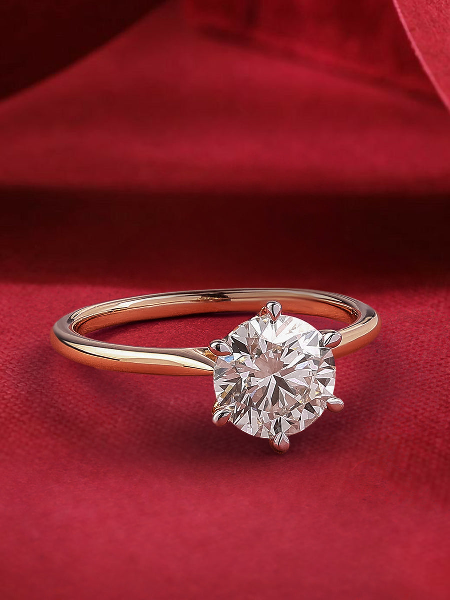Lab Grown Carat Round Solitaire Diamond Ring