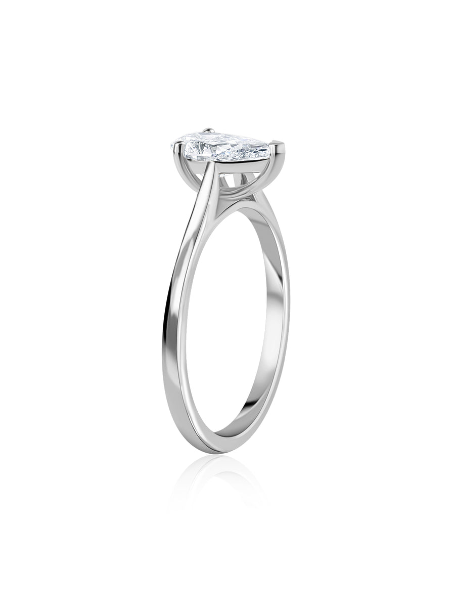 Lab Grown 1 Carat Pear Solitaire Diamond Ring