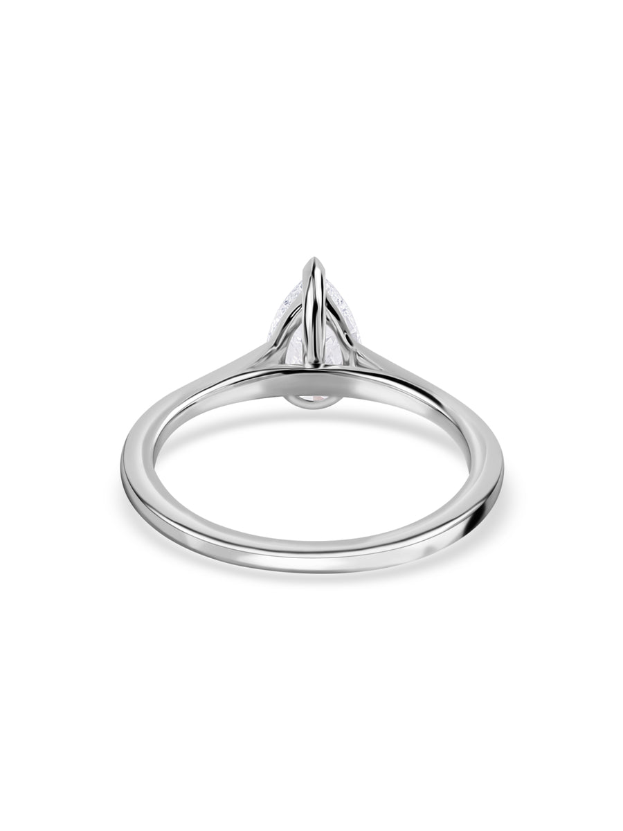 Lab Grown 1 Carat Pear Solitaire Diamond Ring