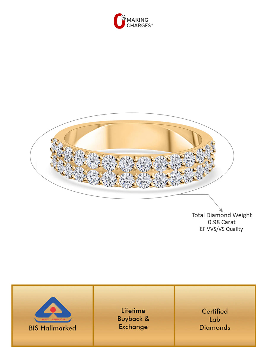 Lab Grown Half Eternity Diamond Band Ring For Women