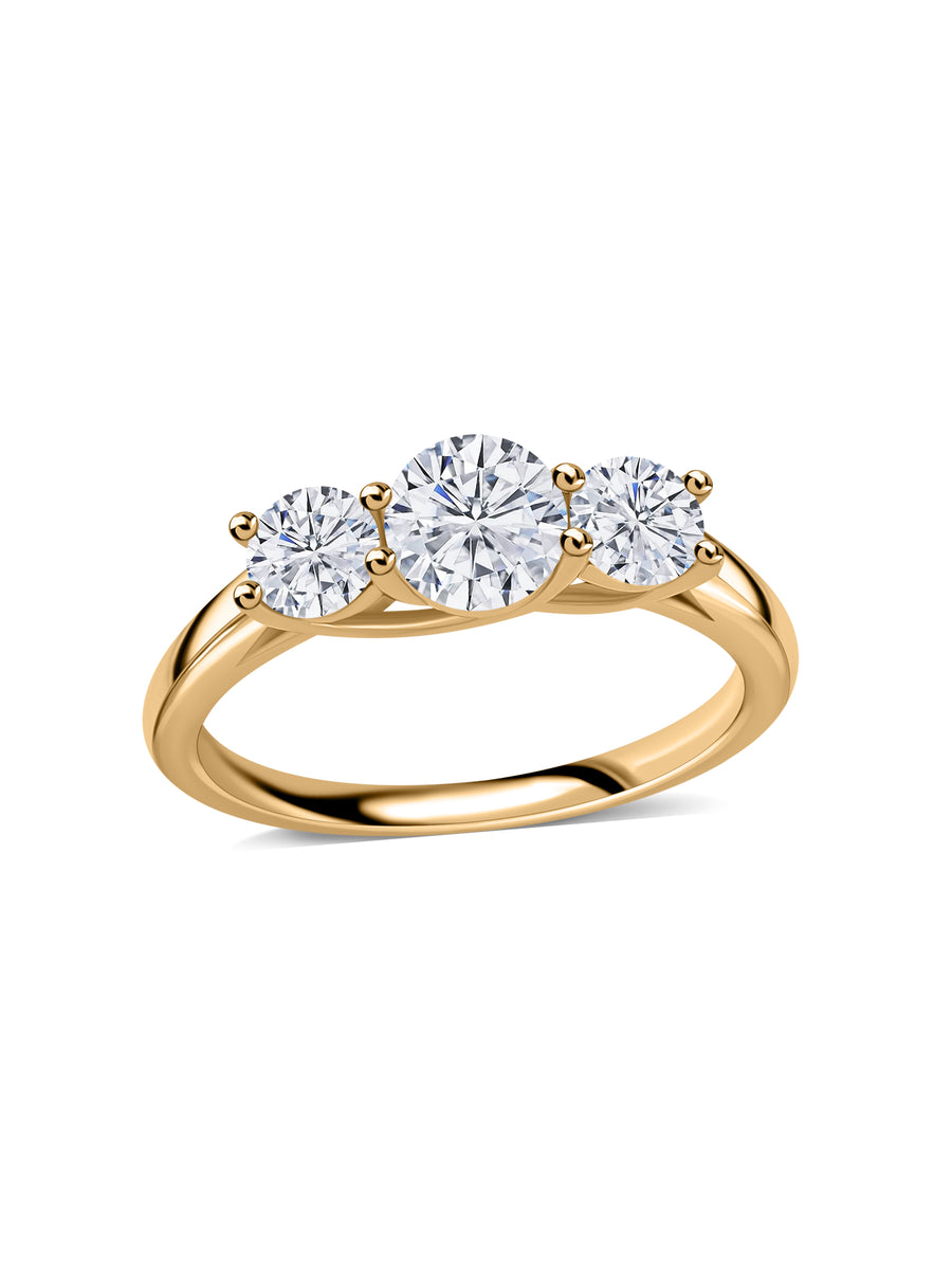 Carat Round Diamond Classic Three-Stone Ring