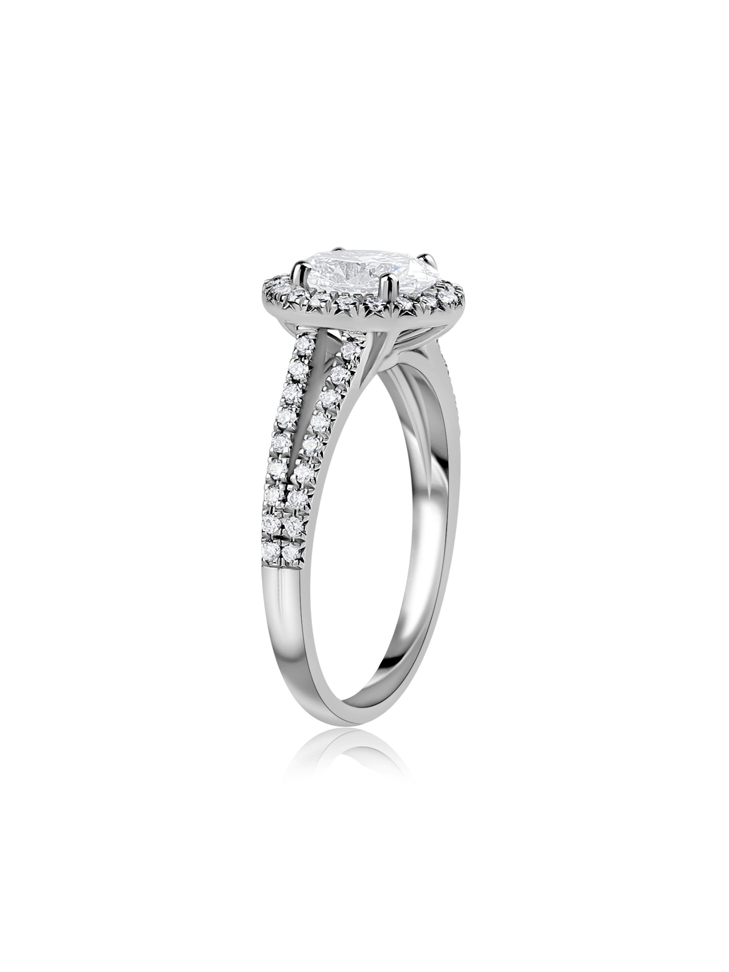 1 Carat Double Shank Lab Grown Diamond Halo Ring