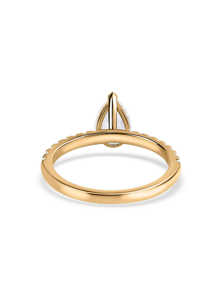 Graceful Pear 1.5 Carat Lab Diamond Solitaire Ring