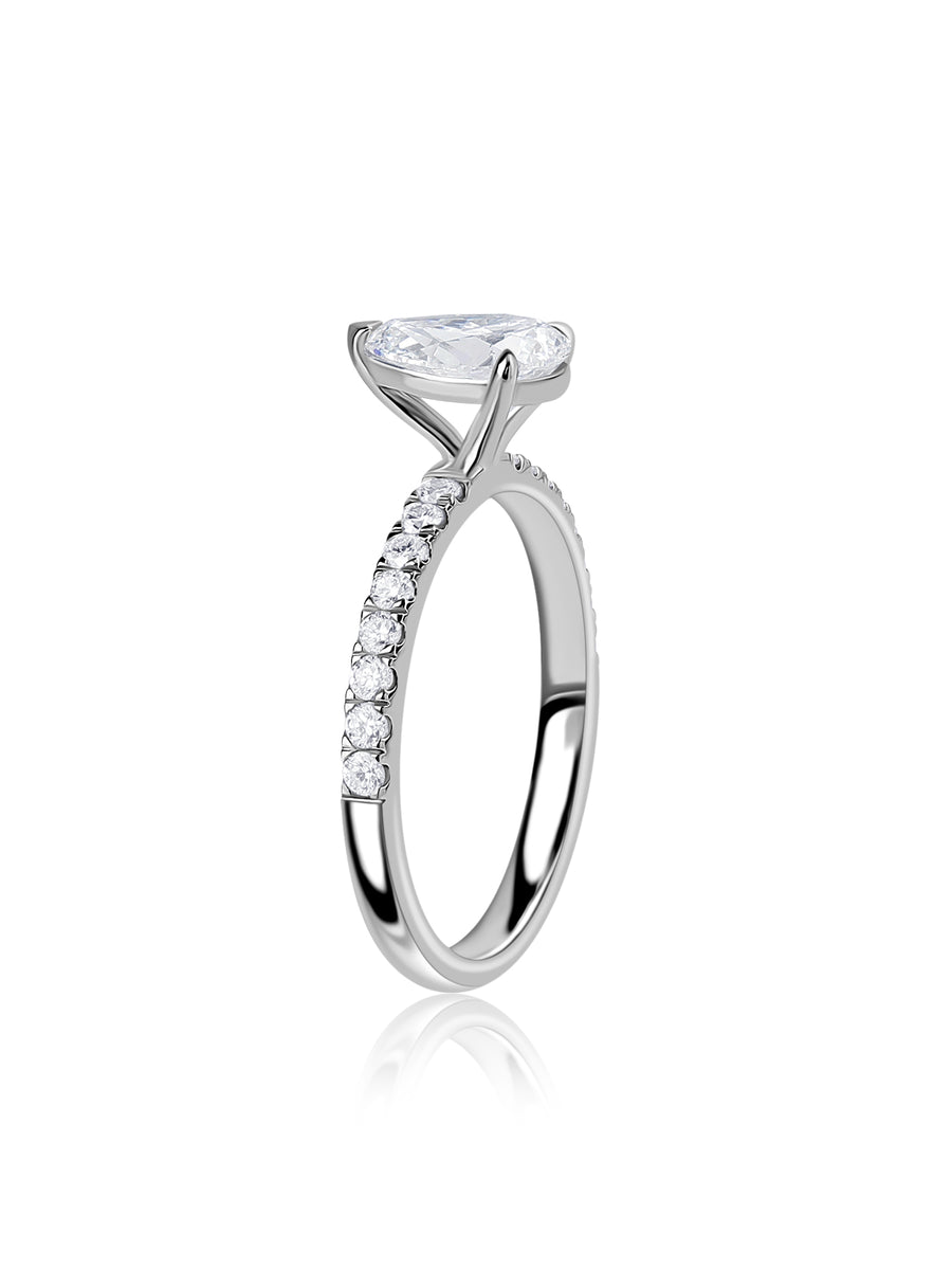 Graceful Pear 1.5 Carat Lab Diamond Solitaire Ring