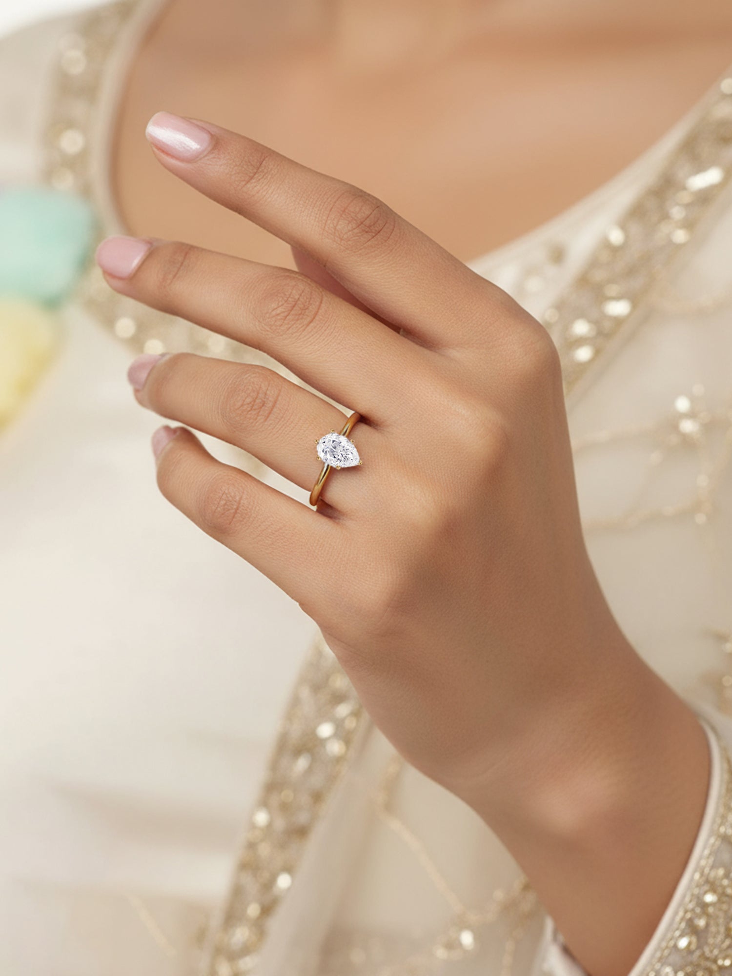 1.5 Carat Pear Diamond Solitaire Ring