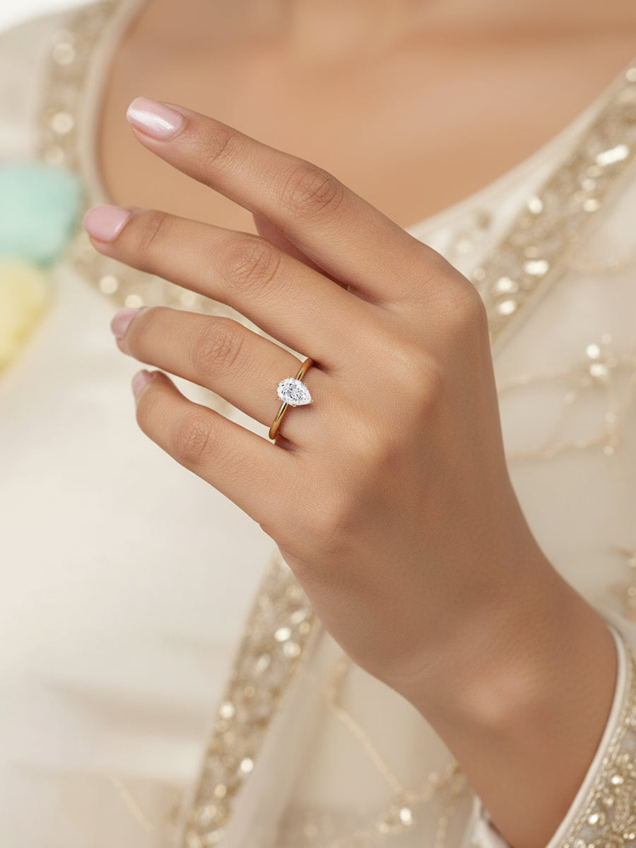 1 Carat Pear Solitaire Diamond Ring