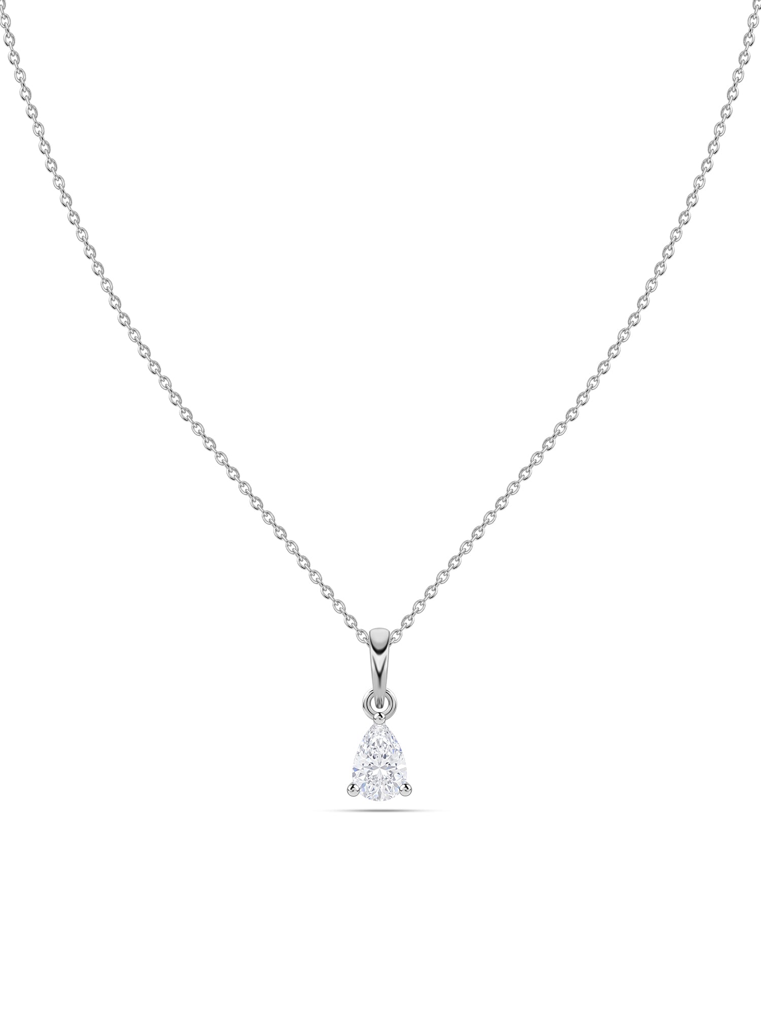Pear Shape 0.5 Carat Single Solitaire Silver Pendant