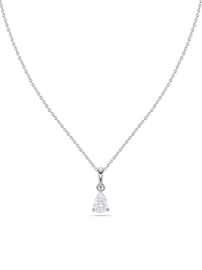 Pear Shape 0.5 Carat Single Solitaire Silver Pendant