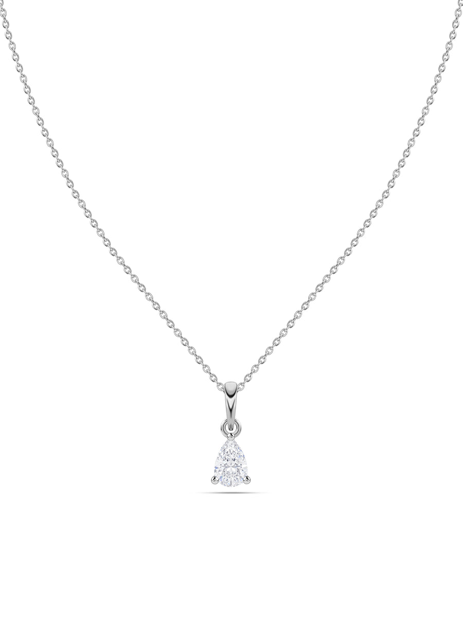 Pear Shape 0.5 Carat Single Solitaire Silver Pendant