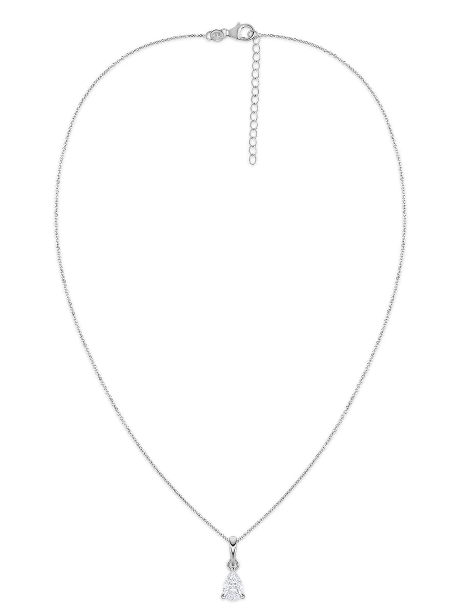 Pear Shape 0.5 Carat Single Solitaire Silver Pendant