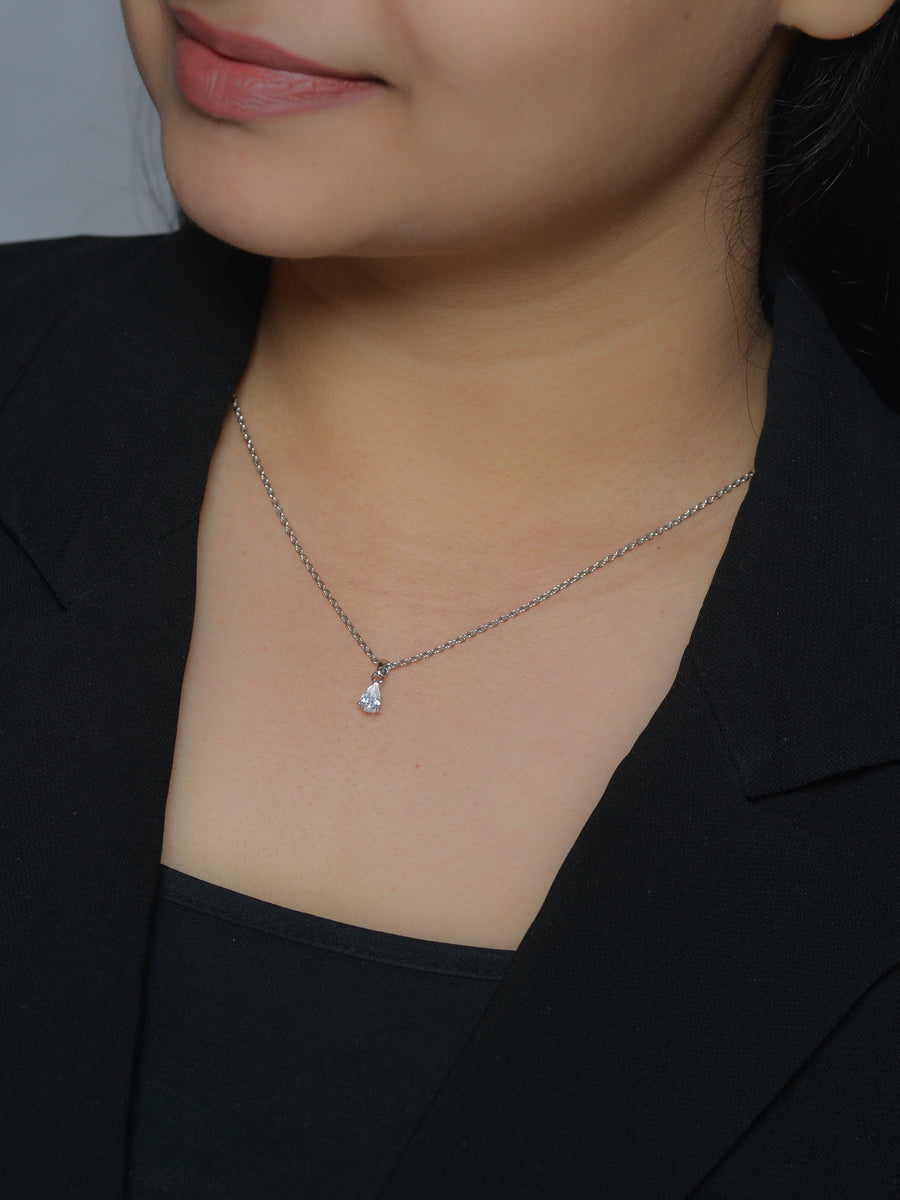 Pear Shape Carat Single Solitaire Pendant With Chain