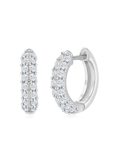 American Diamond Hoop Earrings in 925 Sterling Silver - BIS Hallmarked