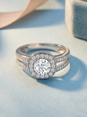 Grand Halo American Diamond Silver Ring