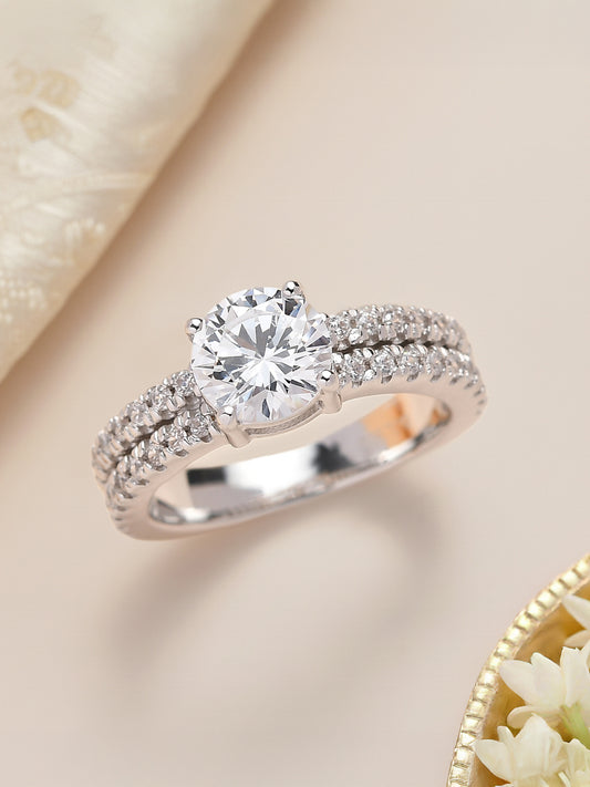 1.5 Carat American Diamond Solitaire Ring In 925 Sterling Silver