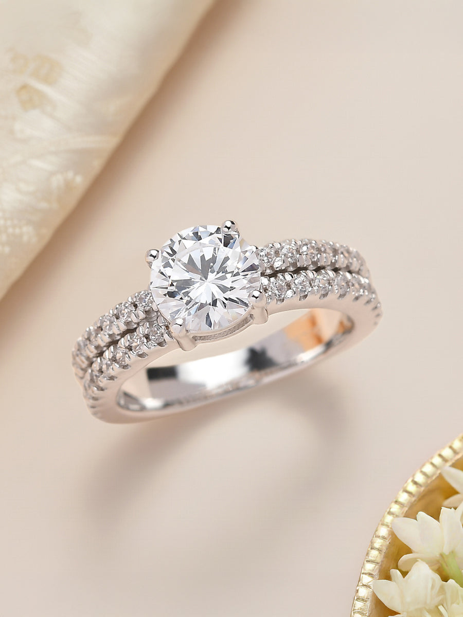 1.5 Carat American Diamond Solitaire Ring In 925 Sterling Silver