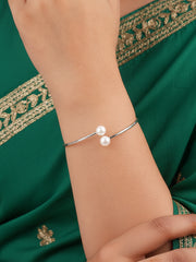 Pearl Silver Flexible Bangle For Women