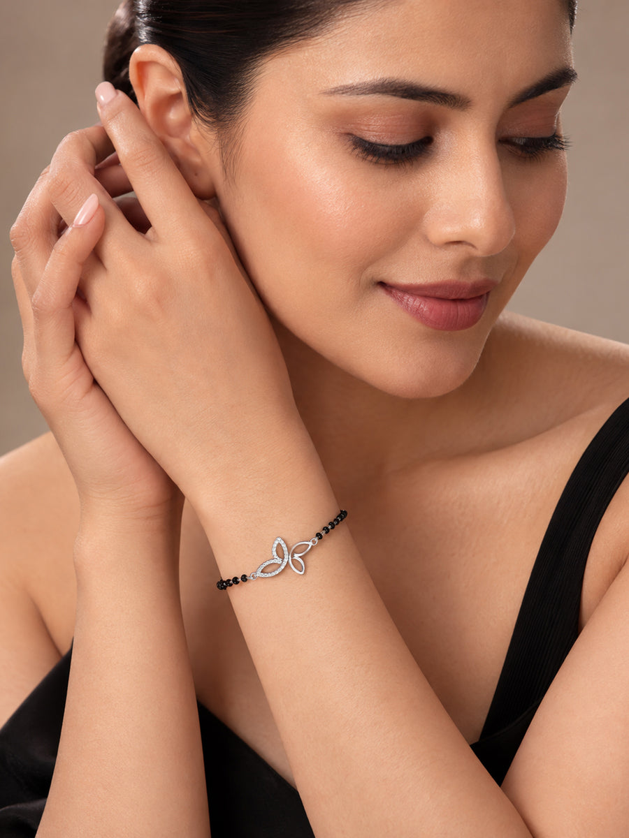 Alluring Butterfly Design Silver Mangalsutra for Women