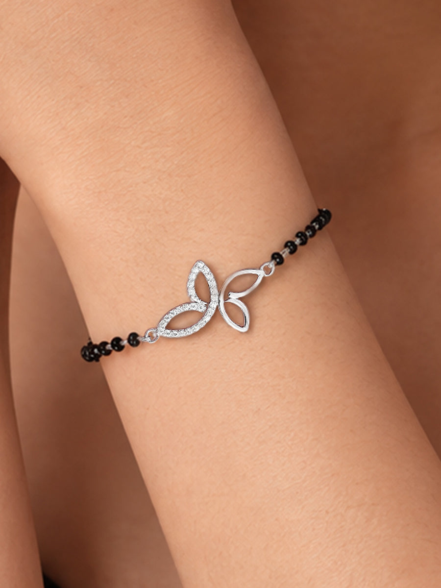 Alluring Butterfly Design Silver Mangalsutra for Women