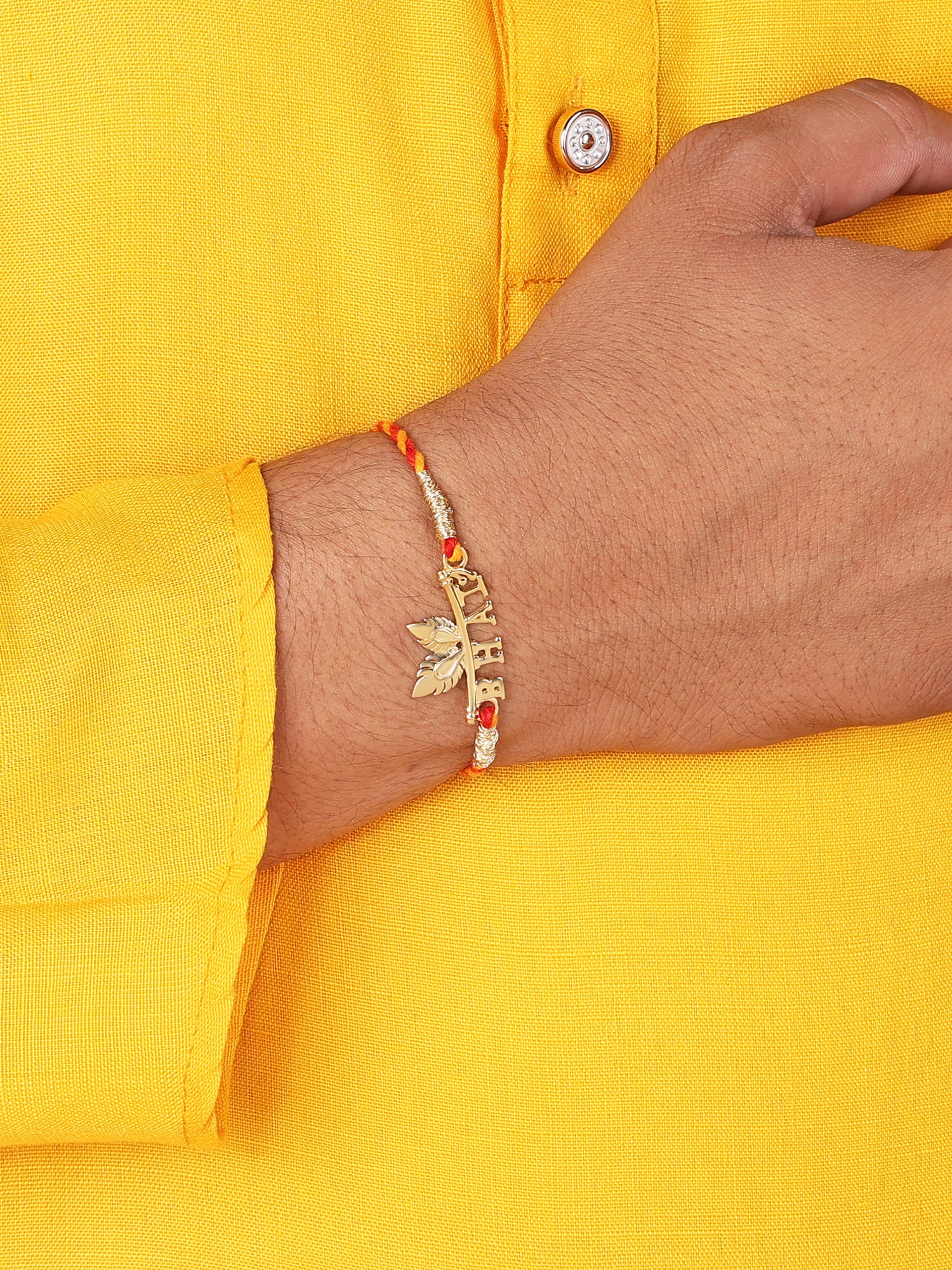 Golden Bhai Rakhi For Brother-1