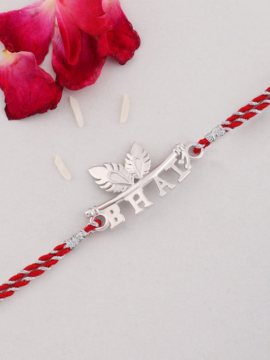 Silver Bhai Silver Rakhi for Brother in 925 Sterling Silver - Ornate Jewels
