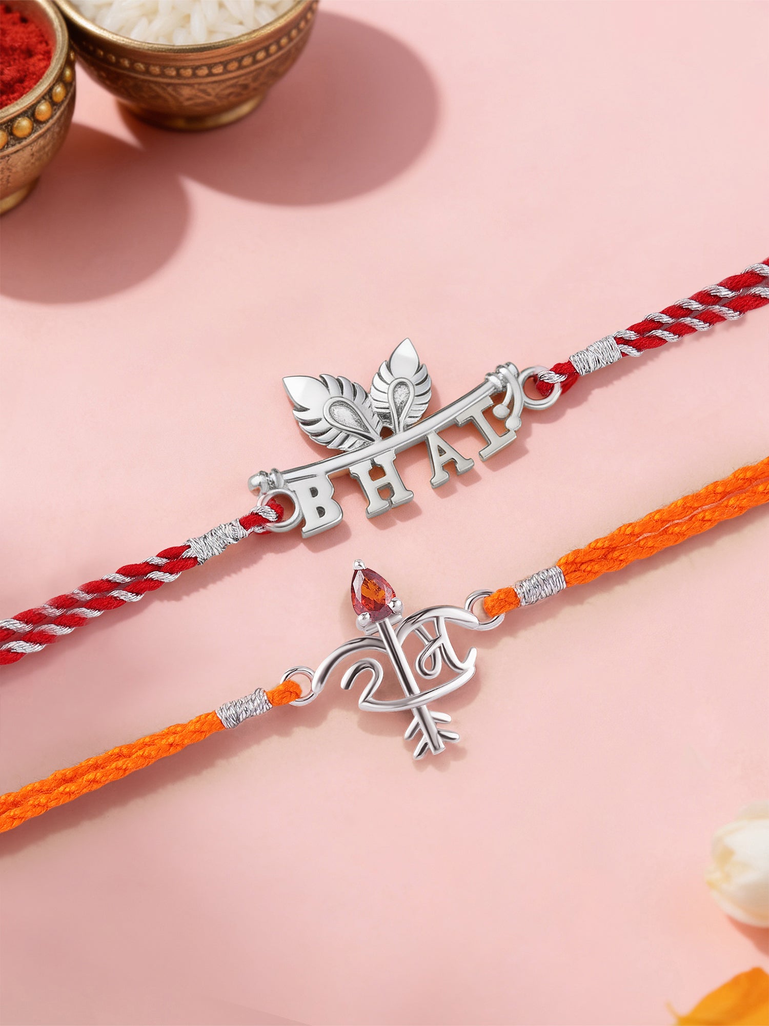 Shri Ram and Bhai Silver Rakhi Combo