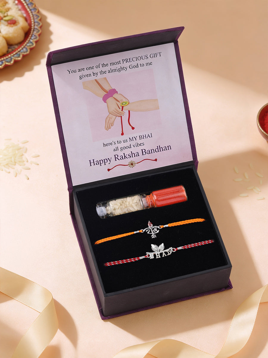Shri Ram and Bhai Silver Rakhi Combo