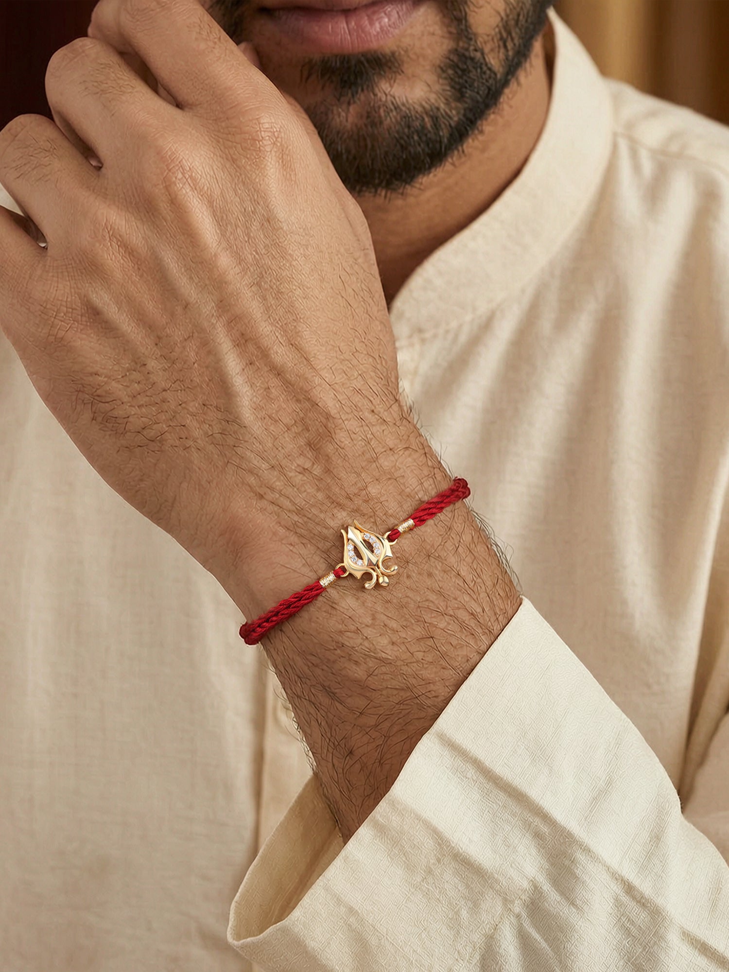 Golden Trishul Silver Rakhi For Your Brother