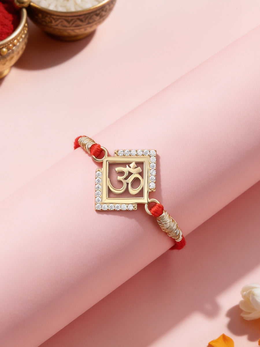 Divine Om Silver Rakhi for Brother in 925 Sterling Silver - Ornate Jewels