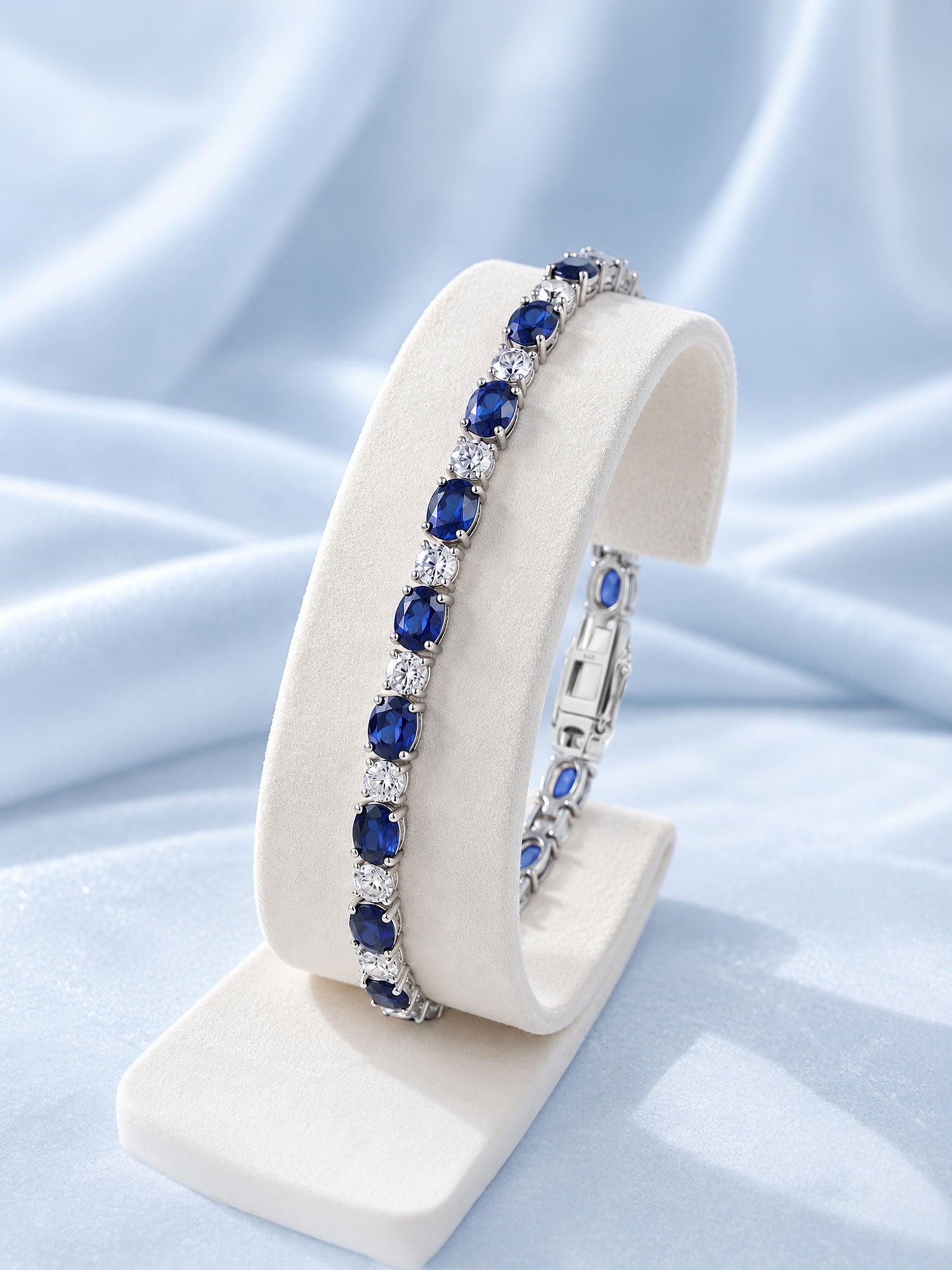 Natural Blue Sapphire Silver Bracelet