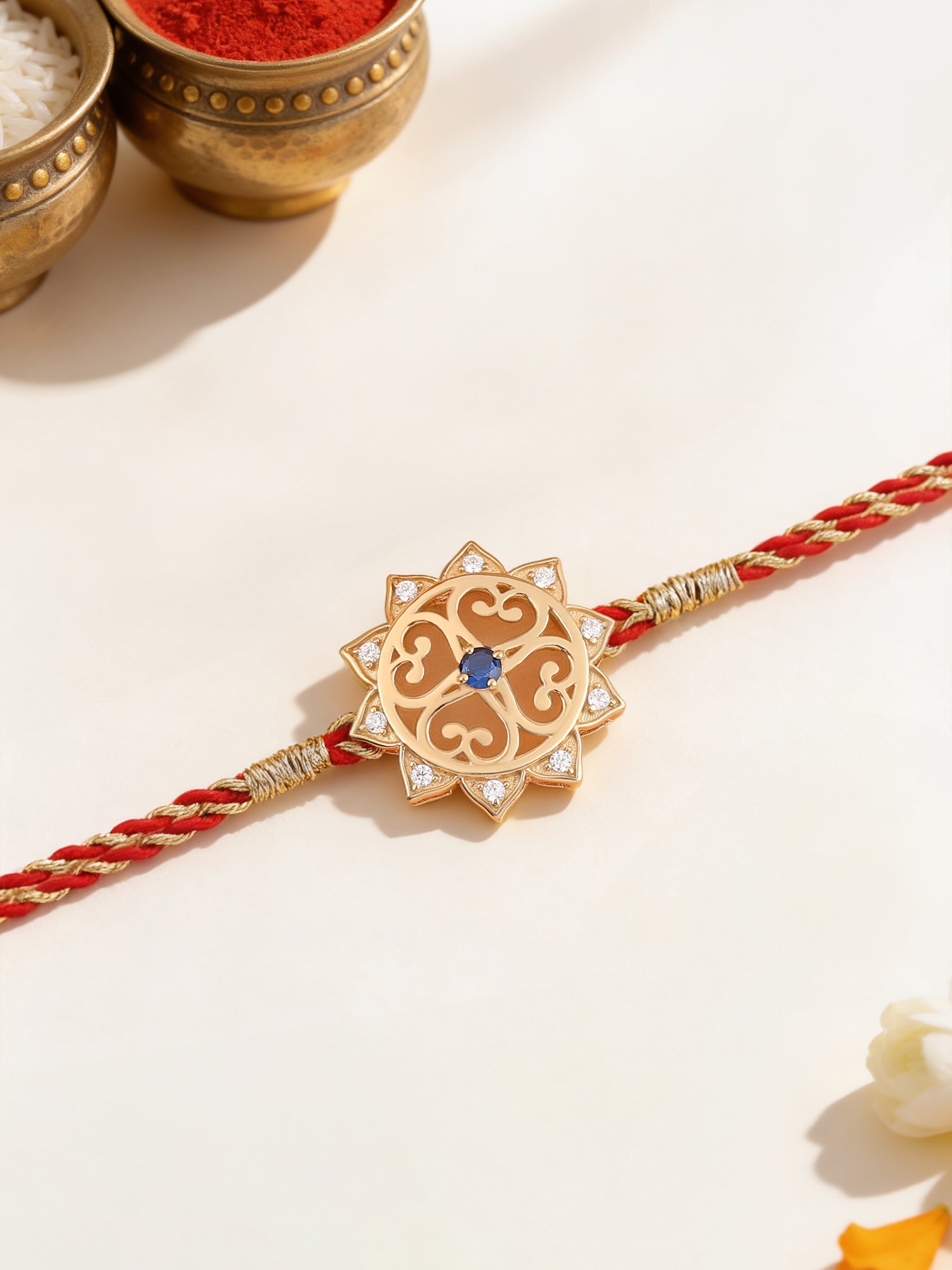 Ornate Gold Plated Silver Rakhi Cum Pendant For Brother
