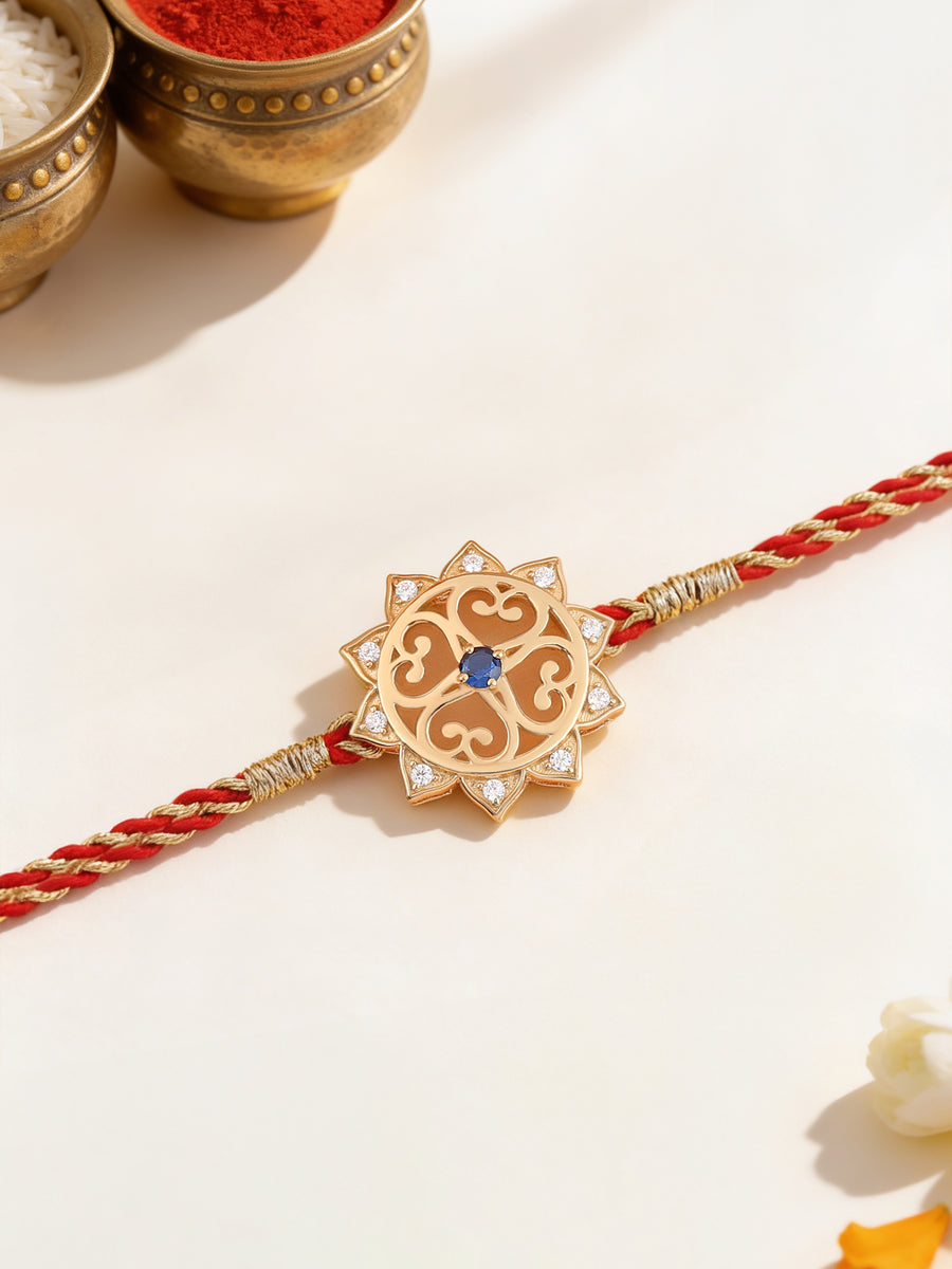 Ornate Gold Plated Silver Rakhi Cum Pendant For Brother
