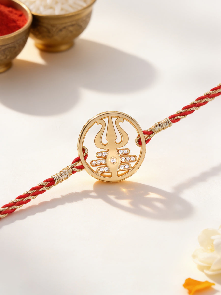 Trishul Silver Rakhi for Brother in 925 Sterling Silver - Ornate Jewels
