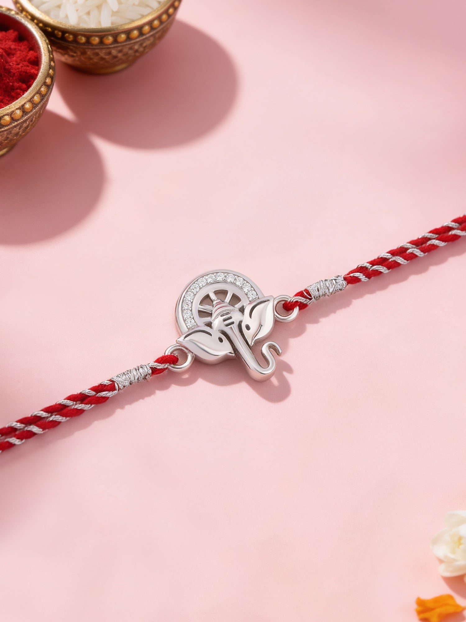 Lord Ganesha Silver Rakhi For Brother