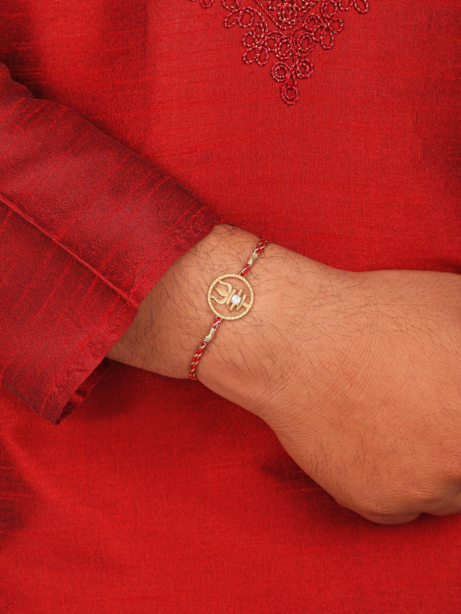 Trishul Gold Plated Rakhi Pendant For Brother-1