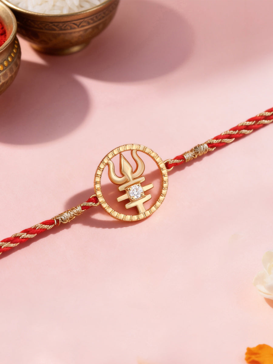 Trishul Silver Rakhi for Brother in 925 Sterling Silver - Ornate Jewels