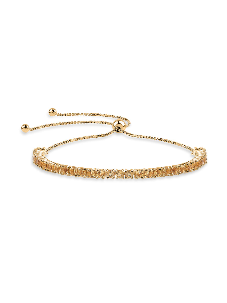 Natural Citrine Silver Tennis Bracelet