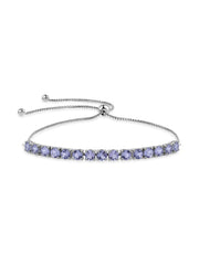Natural Tanzanite Silver Adjustable Bracelet