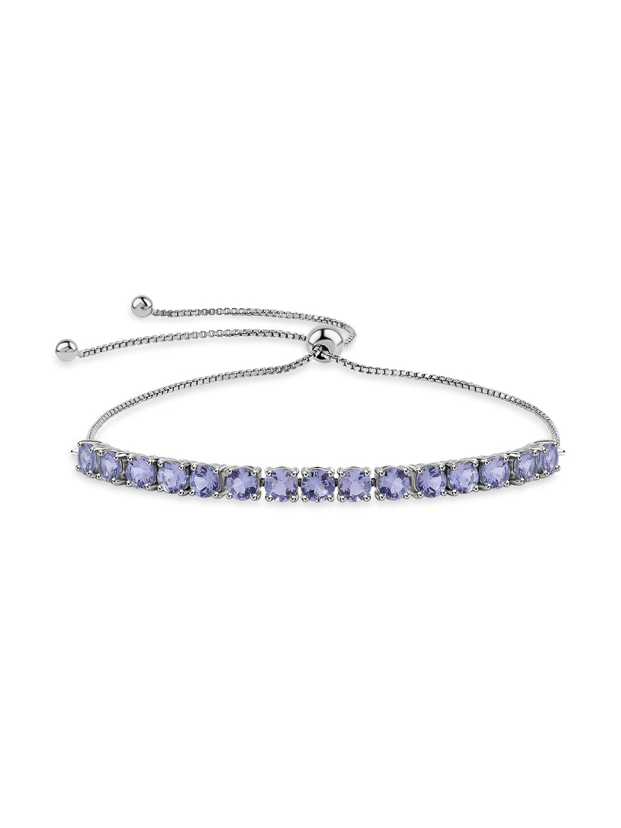 Natural Tanzanite Silver Adjustable Bracelet