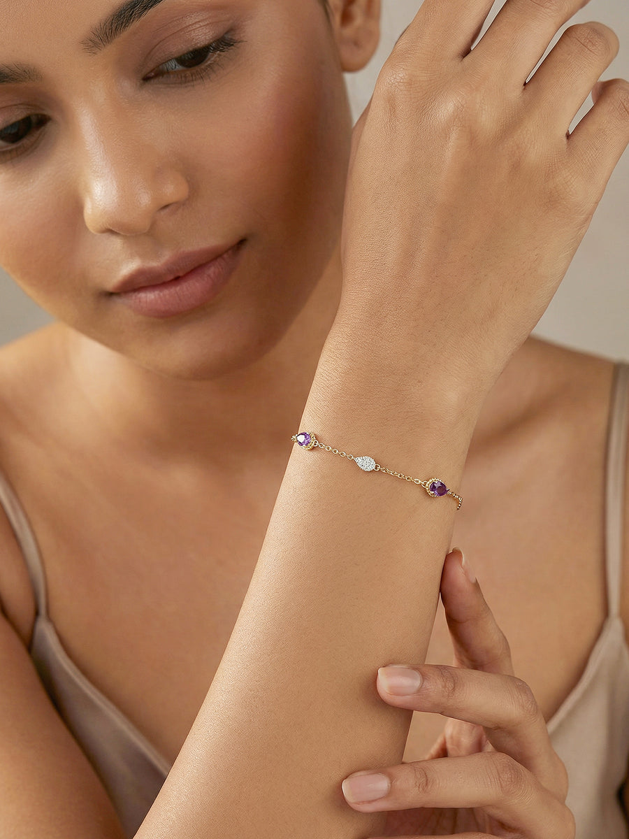 Divine Amethyst Natural Zircon Bracelet
