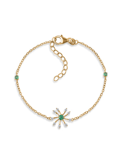 Emerald Flower Gold Plated Bracelet for Women