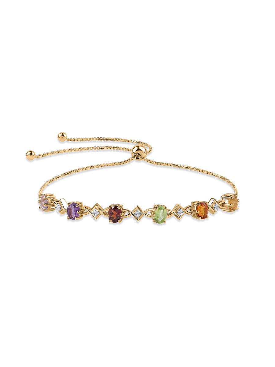 Multi Gemstone Silver Charm Bracelet