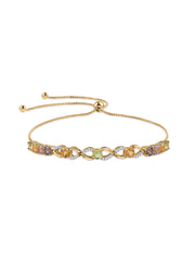 Natural Multi Gemstone Silver Link Bracelet